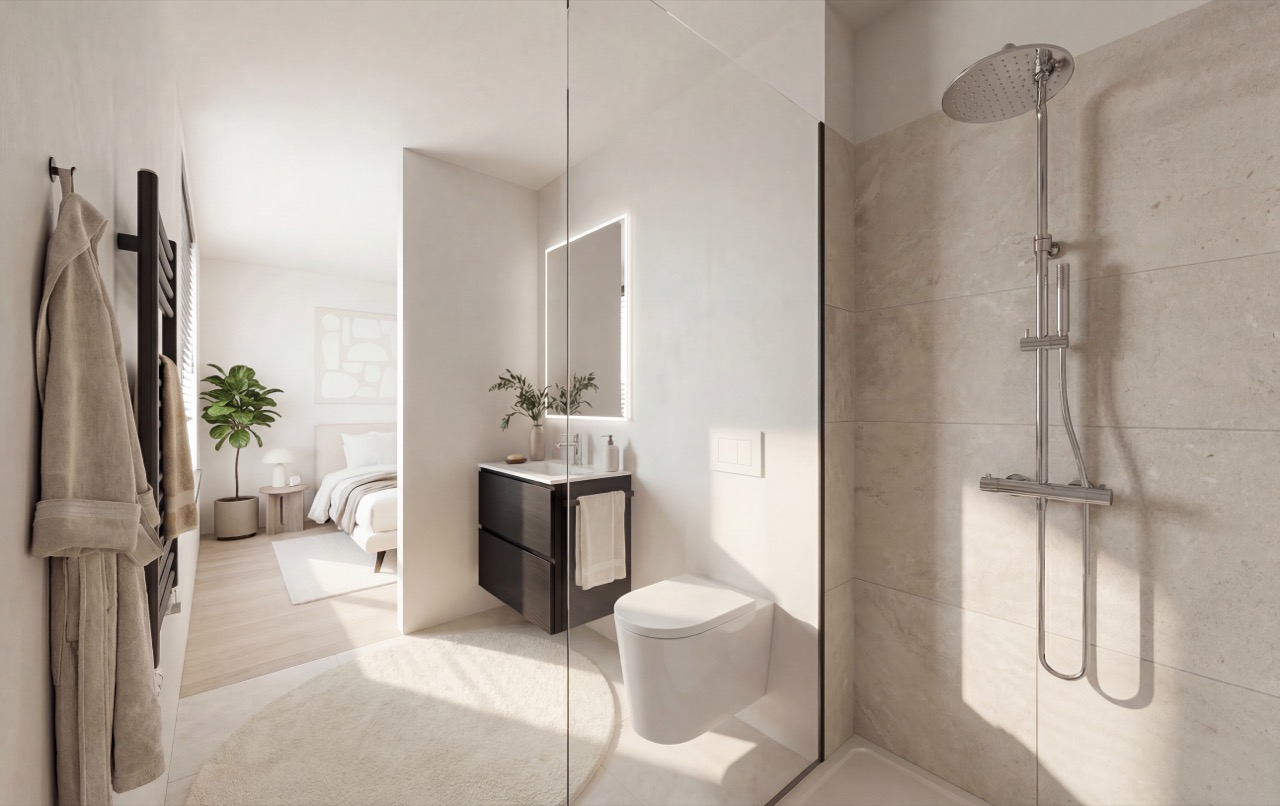 Interieurvisualisatie van een badkamer