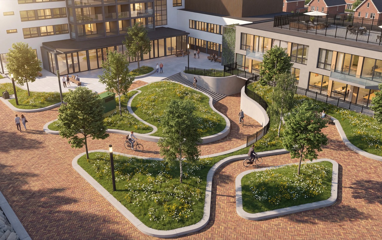 Exterieurvisualisatie van een woningproject