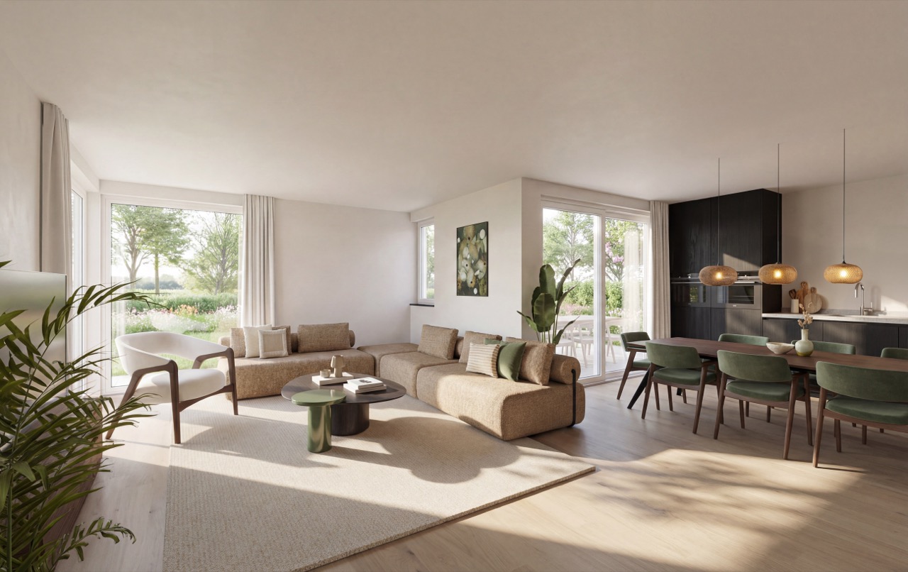 Interieurvisualisatie van een woonkamer